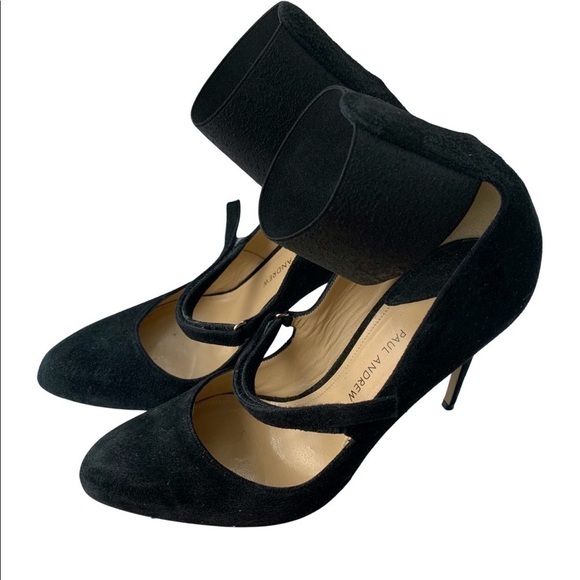 NEW Paul Andrew Mary Jane black velvet strap pump - Picture 1 of 3